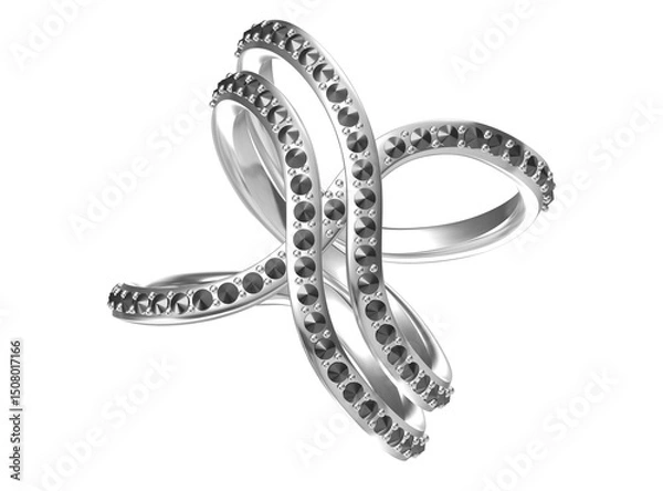 Fototapeta Wedding ring on white background. 3D rendering