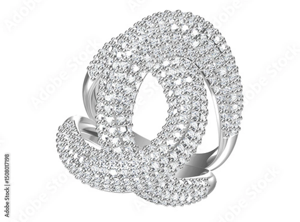 Fototapeta Wedding ring on white background. 3D rendering