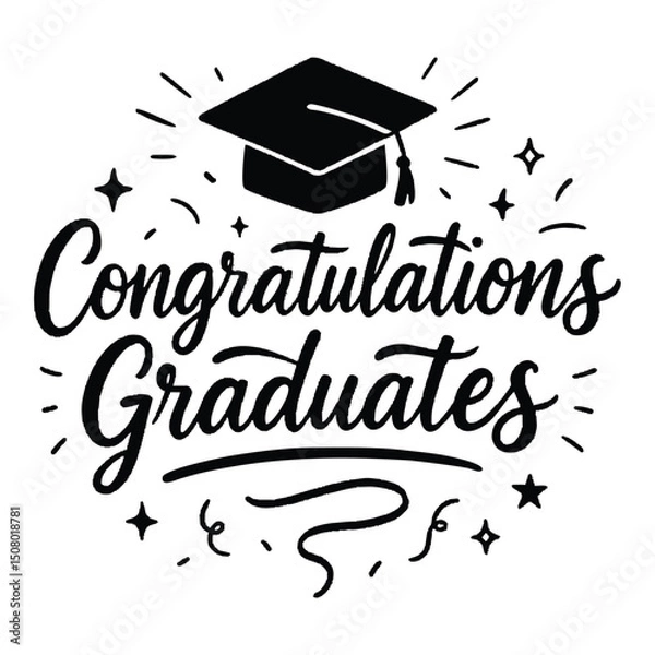 Fototapeta A stylish and elegant Congratulations logo design perfect for greeting cards, party invitations, event banners, certificates, awards, and social media posts. This logo symbolizes joy, success, and cel