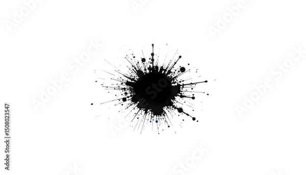 Obraz Black ink splash illustration with textured paint drops.
