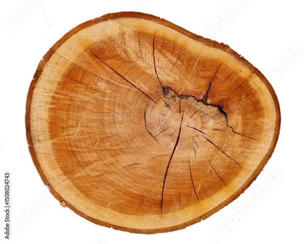Fototapeta log top view wood cut rings transparetn for background