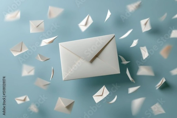 Fototapeta Floating White Envelopes Digital Communication Email Concept Message Delivery