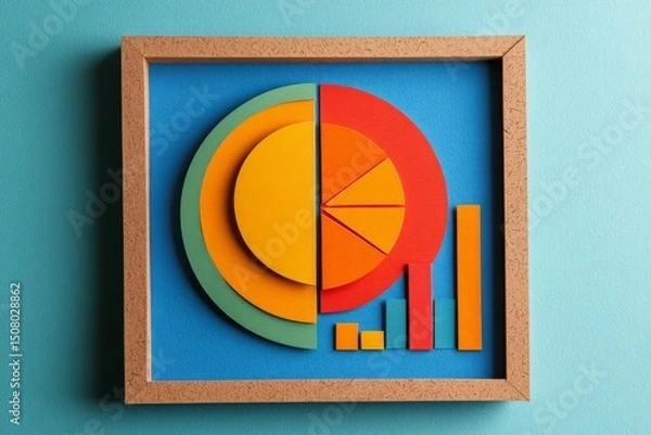 Fototapeta Colorful Abstract Charts and Graphs in Framed Artwork Business Data Visualization