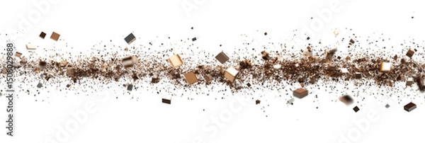 Obraz Shattered golden and metallic pieces scatter dynamically in a horizontal burst.