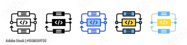 Fototapeta Procedure Icon Collection With Multiple Styles