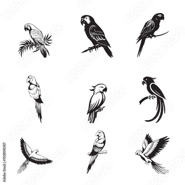 Obraz Group parrot vector design