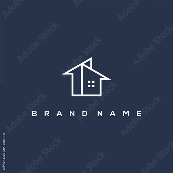 Obraz line art minimalist house icon logo vector