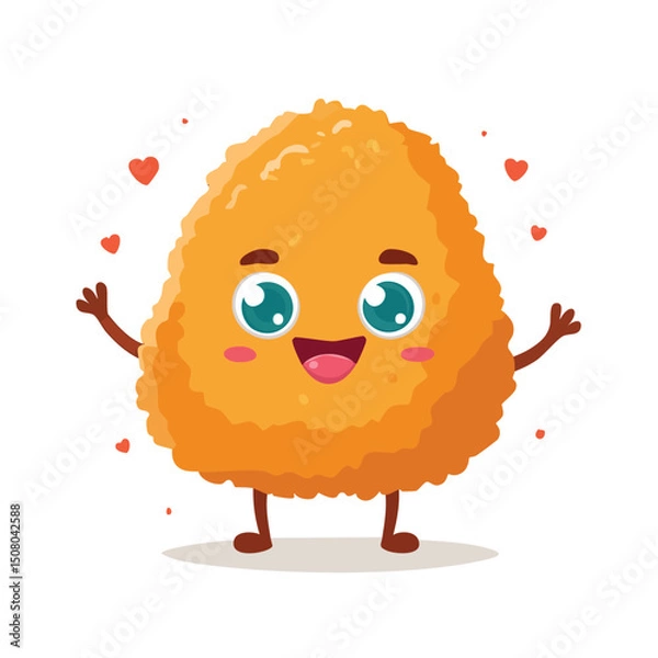 Fototapeta Chicken Nuggets in cute cartoon character style with expressive face and limbs.