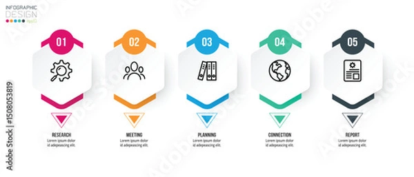 Fototapeta Infographic template business concept with step.
