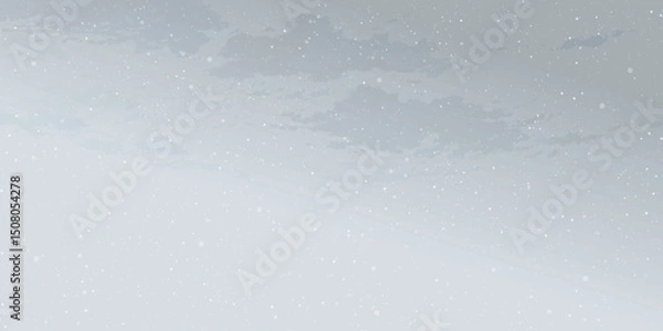 Fototapeta Snowfall in minimalist cloudscape with dusk sky horizontal background graphic illustration have blank space.