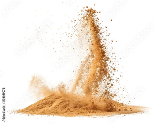 Fototapeta Isolated Sand Explosion Against Transparent Background for Creative Compositing