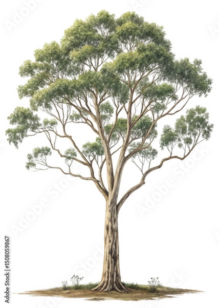 Fototapeta Detailed Illustration of an Isolated Australian Eucalyptus Tree Isolated On Transparent Background