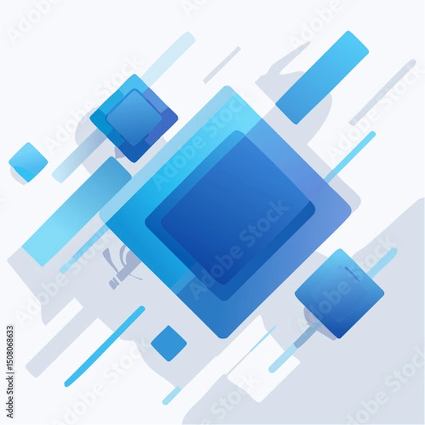 Obraz Layered Blue Abstract Geometric Shapes