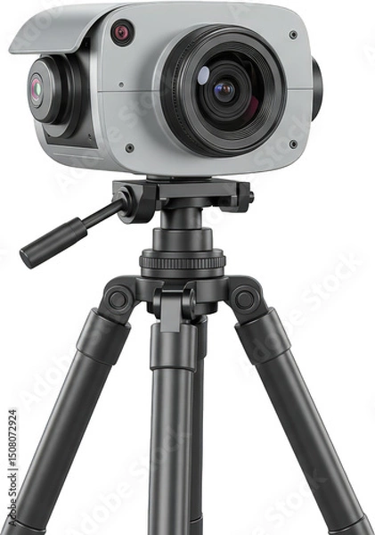 Fototapeta Professional Security Camera on Tripod High Resolution CCTV Surveillance System