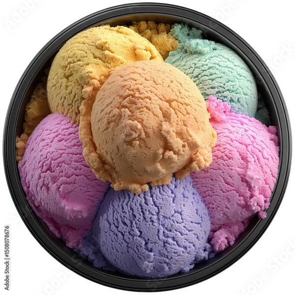 Fototapeta Ice Cream Scoops on transparent background.