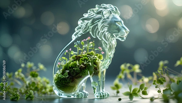 Obraz A small forest created inside a transparent lion