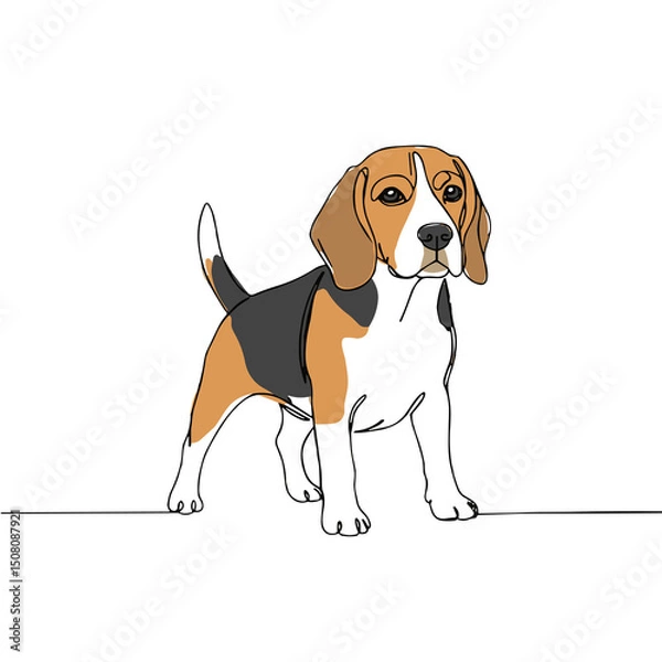 Obraz Beagle dog sitting, realistic PNG dog illustration on transparent background