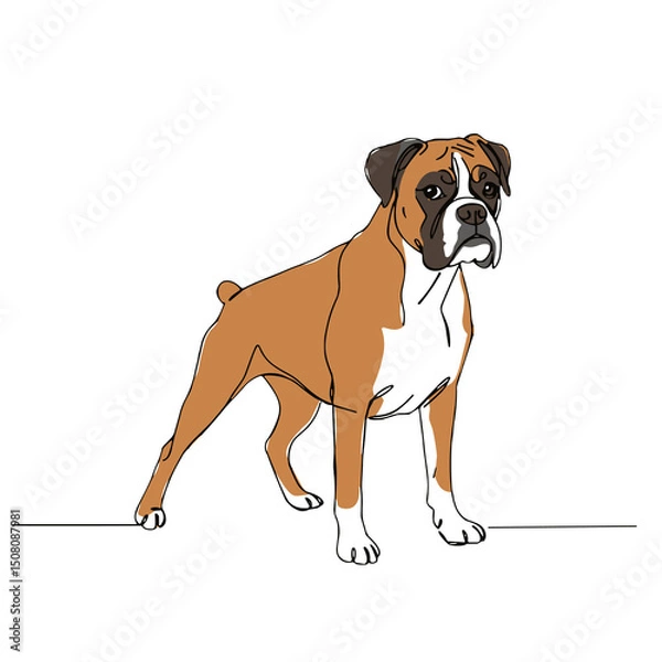 Obraz Boxer dog standing, realistic PNG dog illustration on transparent background