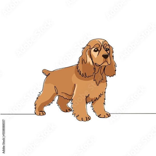 Obraz Cocker Spaniel standing, realistic PNG dog illustration on transparent background