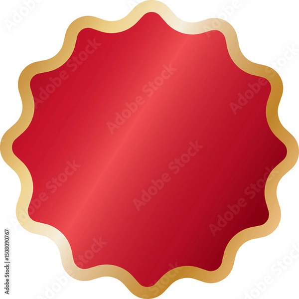 Fototapeta Elegant Red with Gold Border Round Banner Label Illustration