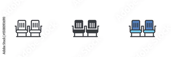 Fototapeta Airplane seats different style icon set