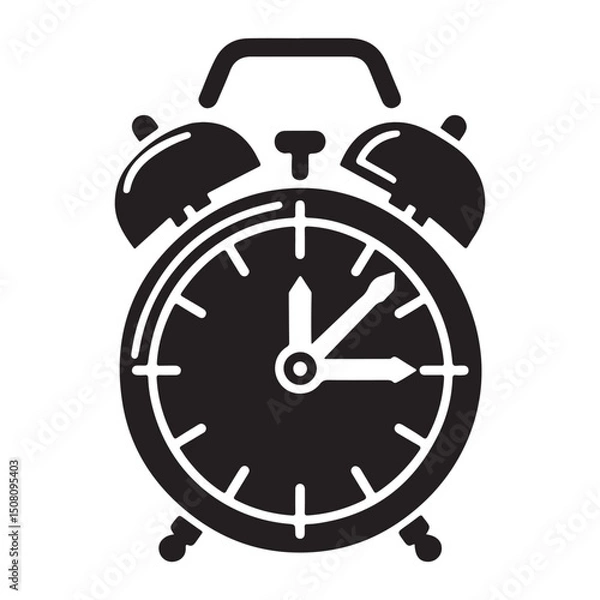 Obraz Clock Silhouette Black And White Vector Time Instrument Concept