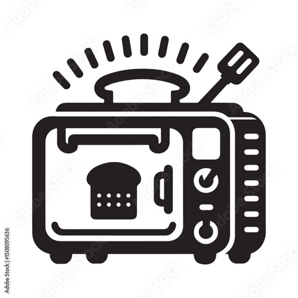 Obraz Black and White Toaster Oven Silhouette Vector Design Illustration