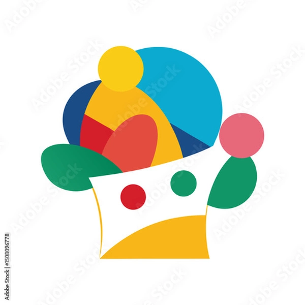 Fototapeta Abstract colorful illustration featuring geometric shapes in vibrant primary and secondary color palette