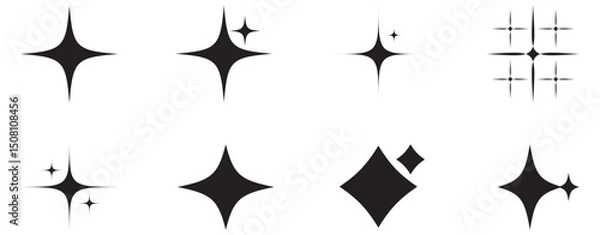 Obraz PrintSparkle vector icons set. Sparkle star icons. Shine icons. Stars sparkles vector. Shine symbol illustration. star sign collection. Collection of 32 Premium Quality Icons