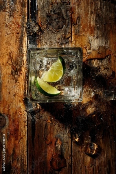 Obraz Fresh Lime Drink on Wood Surface