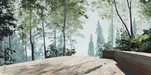 Obraz Tranquil Forest View Deck