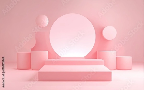 Obraz Soft Pink Geometric Display Setup