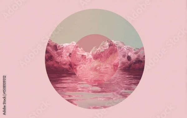 Obraz Abstract Pink Circle Landscape
