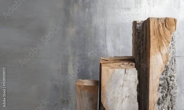 Obraz Textured Wood and Metal Display