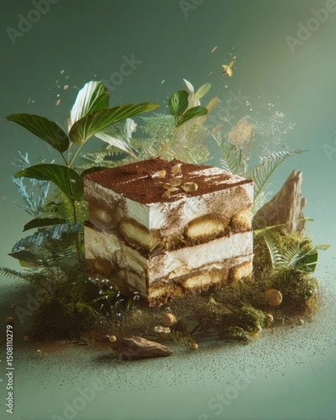 Obraz Tiramisu Cake with Greenery