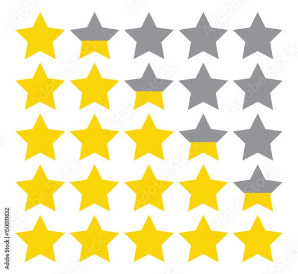Obraz Five star rating. Rating Stars Illustration On White Background.  Big set stars 10 eps.