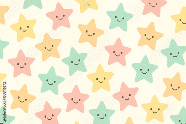 Fototapeta Cute seamless pattern of stars in pastel colors