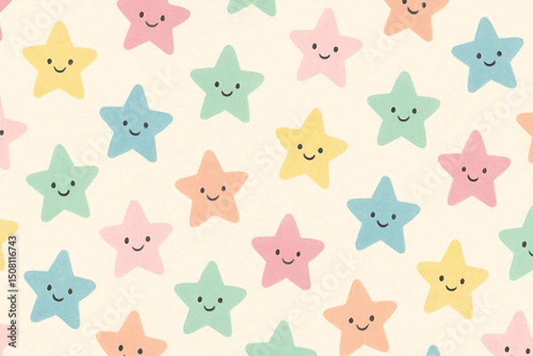 Fototapeta Cute seamless pattern of stars in pastel colors