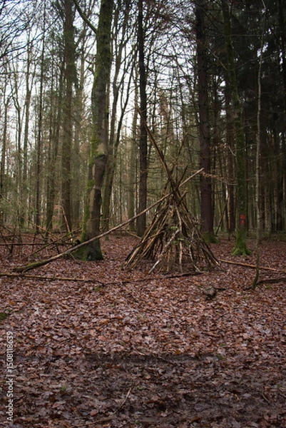 Fototapeta Teepee on Hexenklamm walking trail in Germany