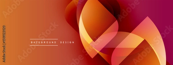 Fototapeta Abstract fluid shapes blend, creating vibrant orange, red gradient. Modern design element for backgrounds, presentations. Smooth curves suggest movement.