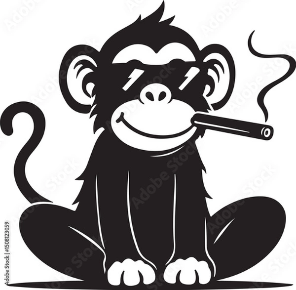 Obraz Cool Smoking Monkey Silhouettes