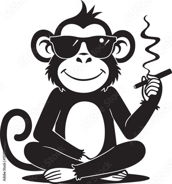Fototapeta Cool Smoking Monkey Silhouettes