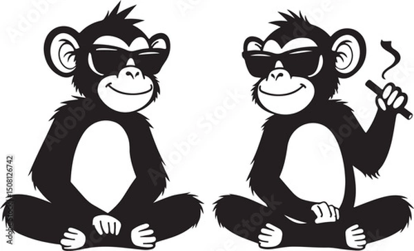 Fototapeta Cool Smoking Monkey Silhouettes