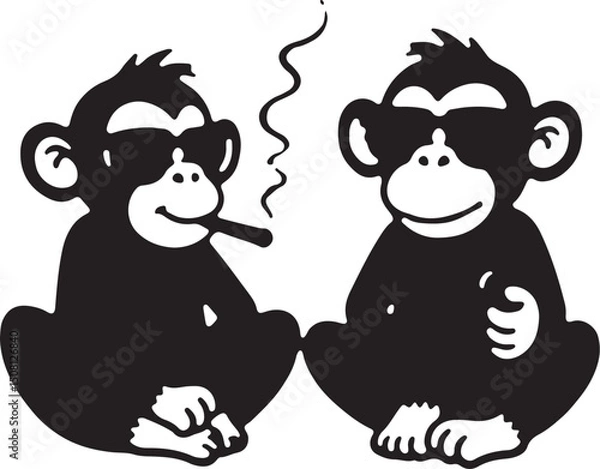 Obraz Cool Smoking Monkey Silhouettes