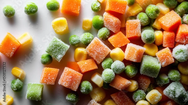Fototapeta 冷凍ミックス野菜の高解像ディテール