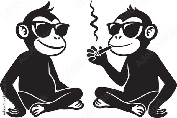 Obraz Cool Smoking Monkey Silhouettes