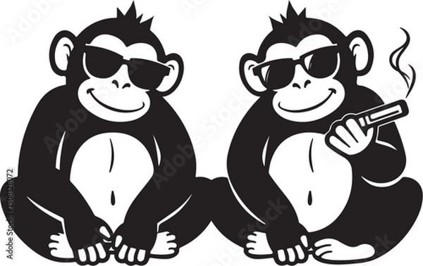 Fototapeta Cool Smoking Monkey Silhouettes