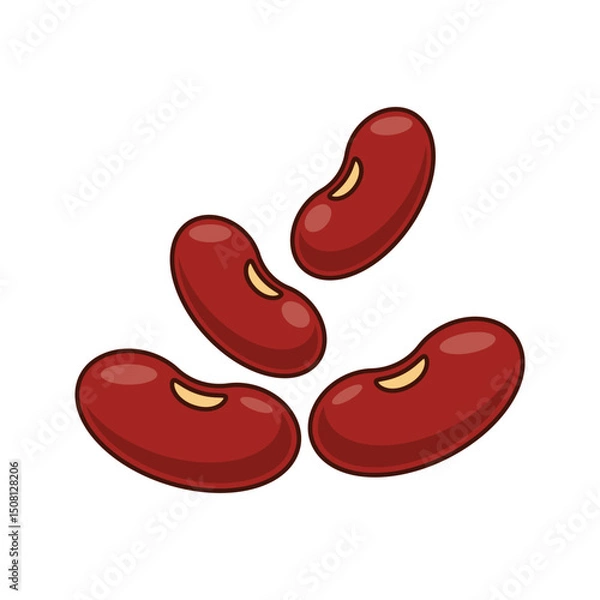 Fototapeta cartoon vector illustration of red bean