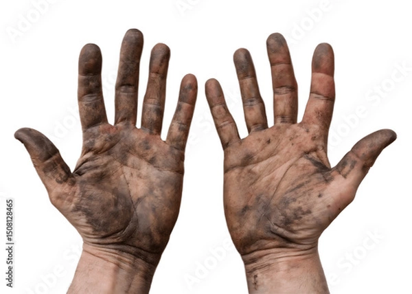 Fototapeta Dirty hands isolated on transparent background