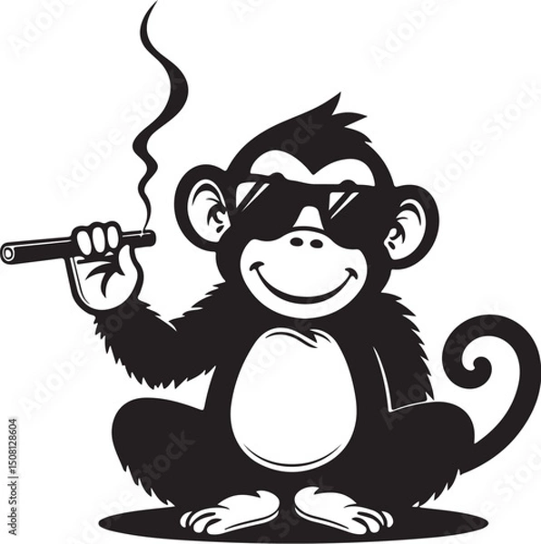 Fototapeta Cool Smoking Monkey Silhouettes